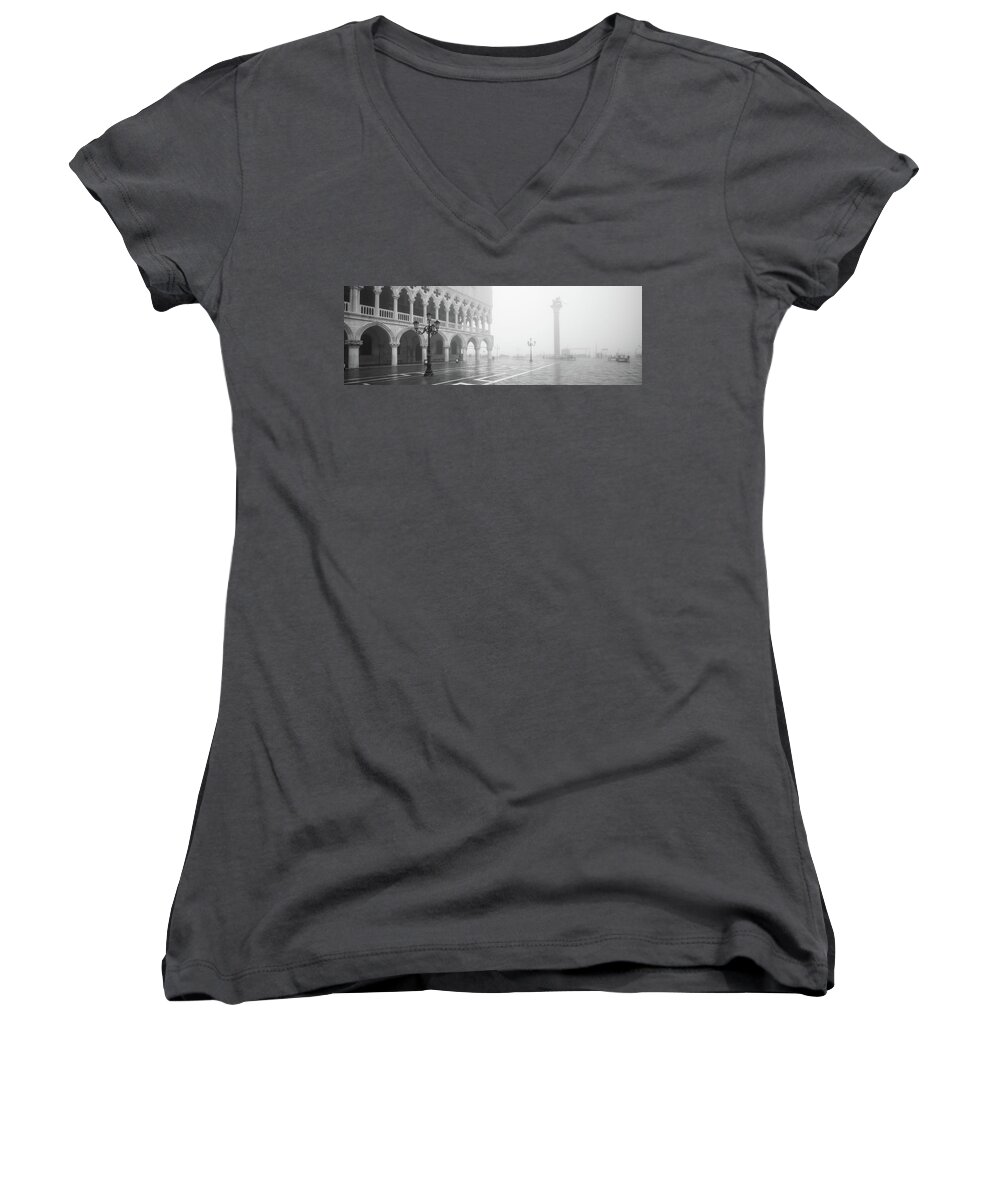 Ducale Women's V-Neck featuring the photograph B0006060 - Nebbia ducale b/n by Marco Missiaja