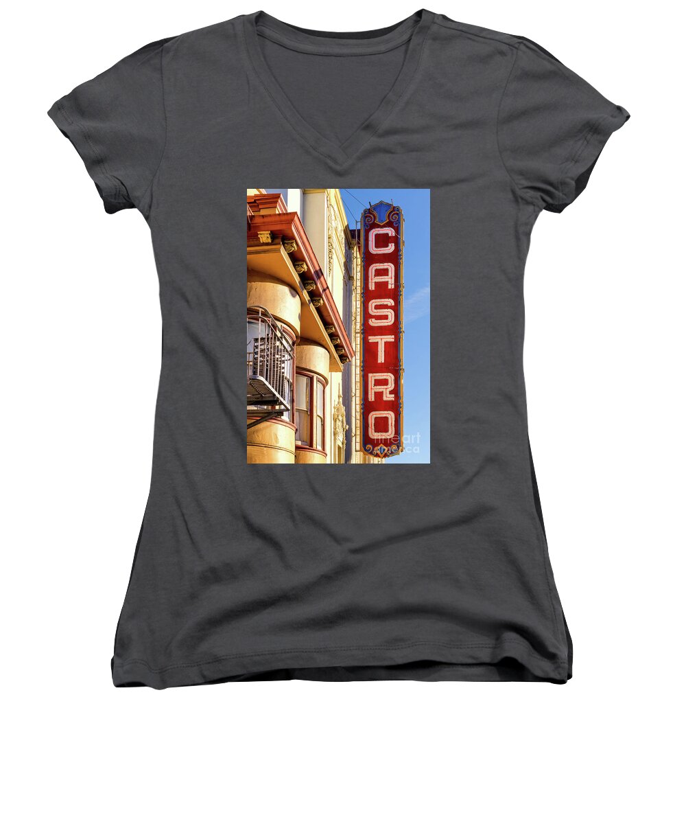 San Francisco Women's V-Neck featuring the photograph Castro by Jerry Fornarotto