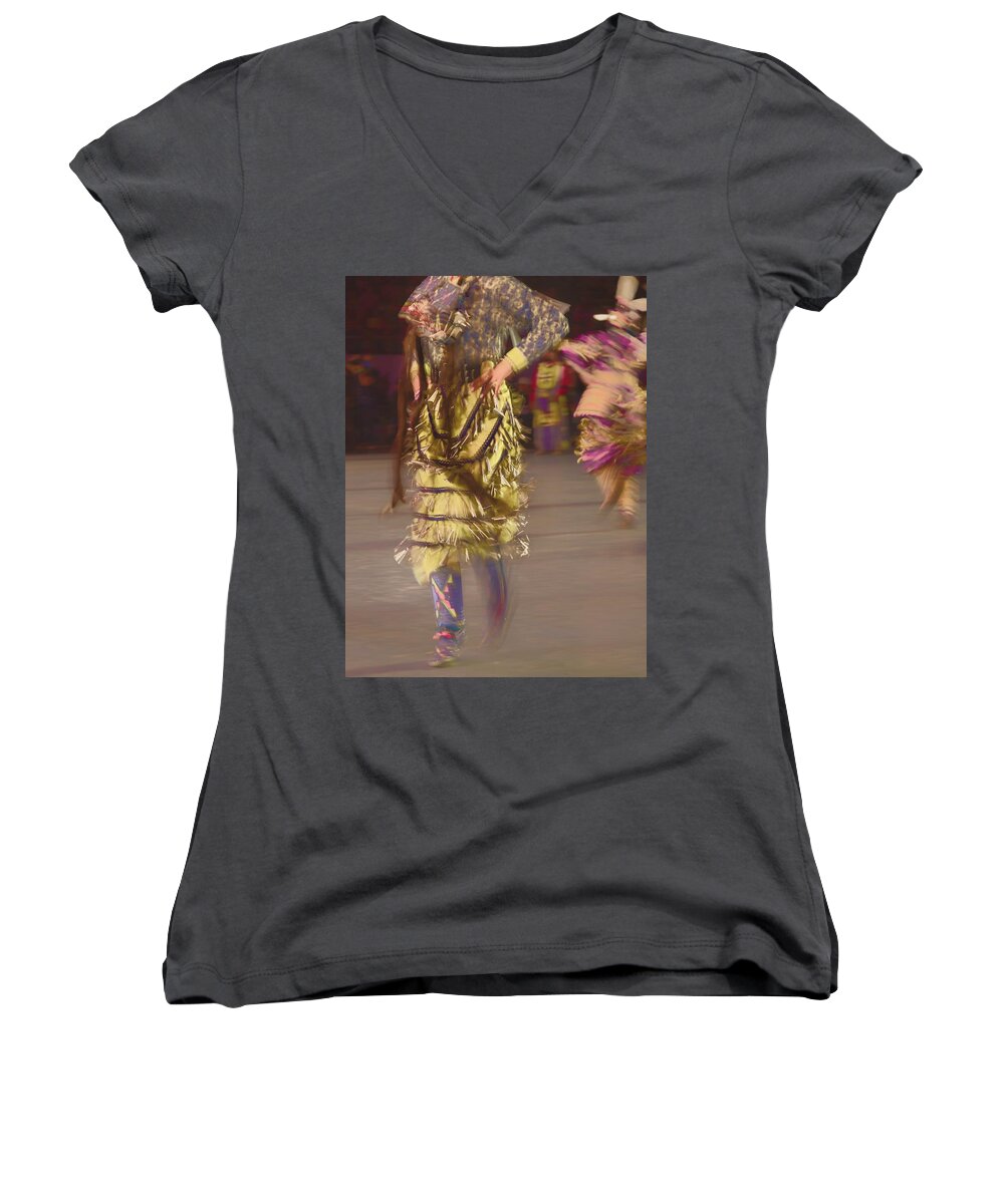 U.s. Route 66 Women's V-Neck featuring the digital art Cityscapes Gathering of Nations Abq NM A20h by Otri Park