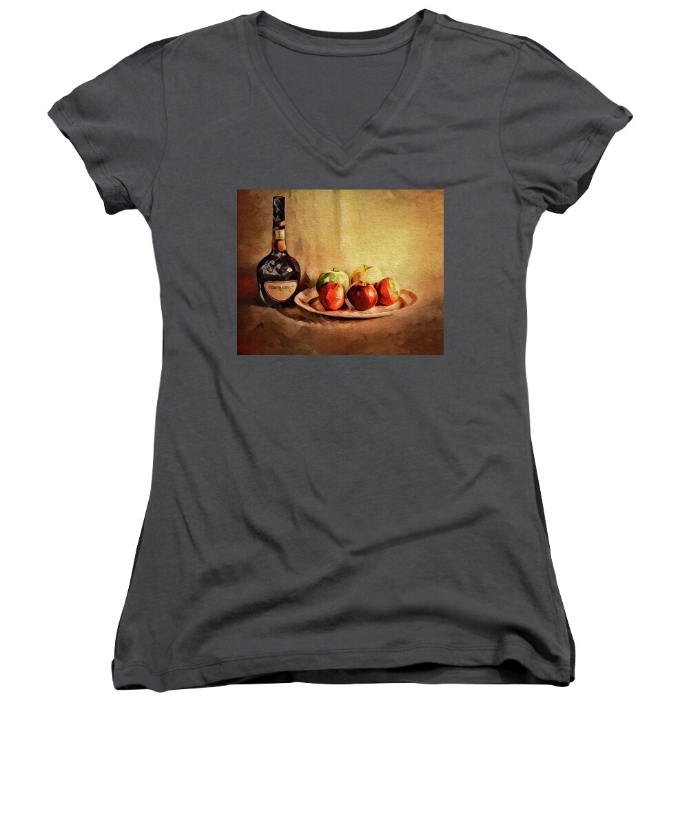 Acrylic Women's V-Neck featuring the photograph Cognac and Fruit by Reynaldo Williams