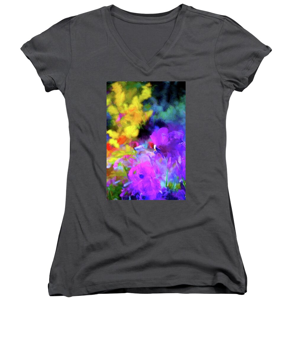 Floral Women's V-Neck featuring the photograph Color 102 by Pamela Cooper