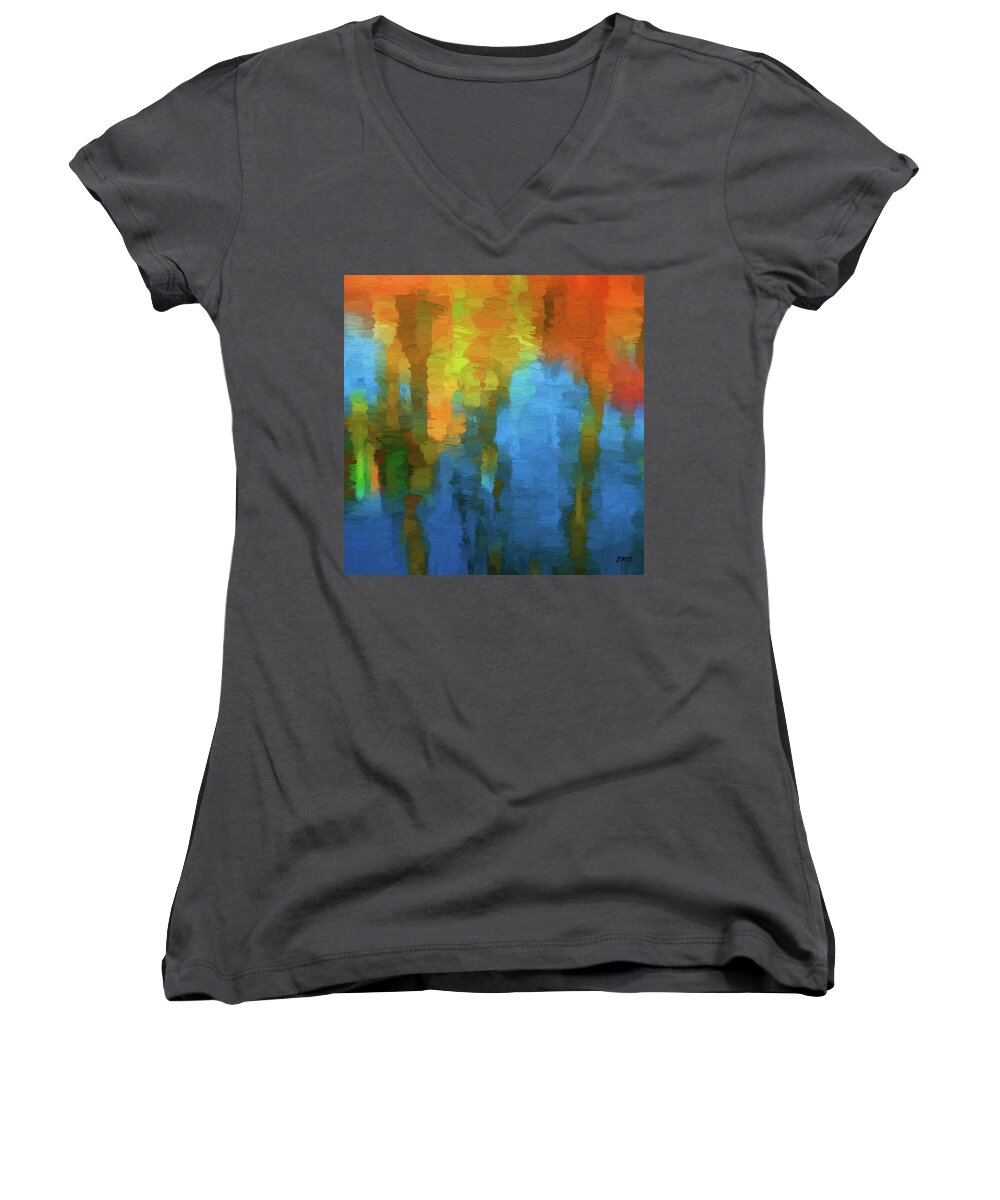 Abstract Women's V-Neck featuring the digital art Color Abstraction XXXI by David Gordon