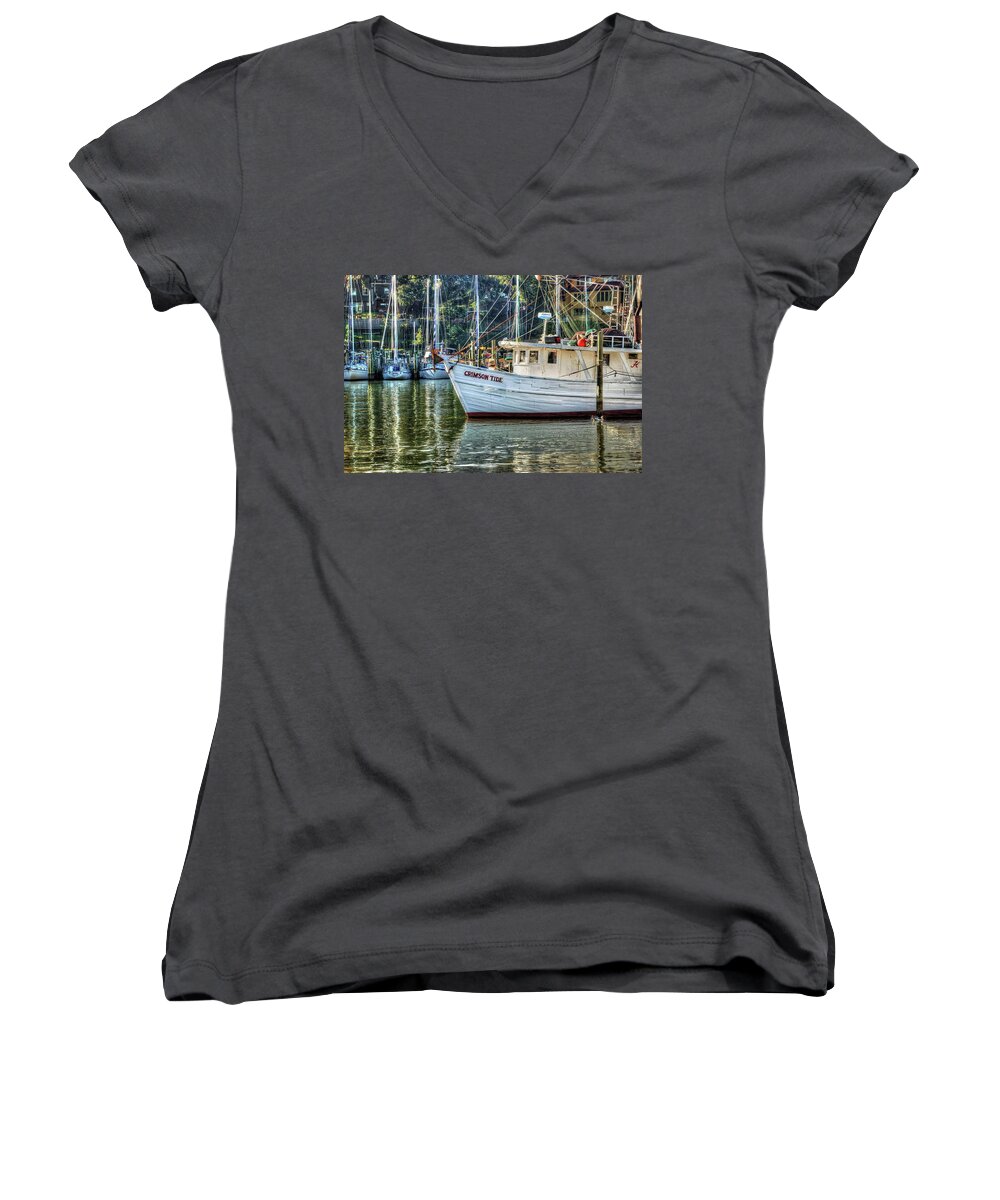 Water Women's V-Neck featuring the photograph Crimson Tide in the Sunshine by Michael Thomas