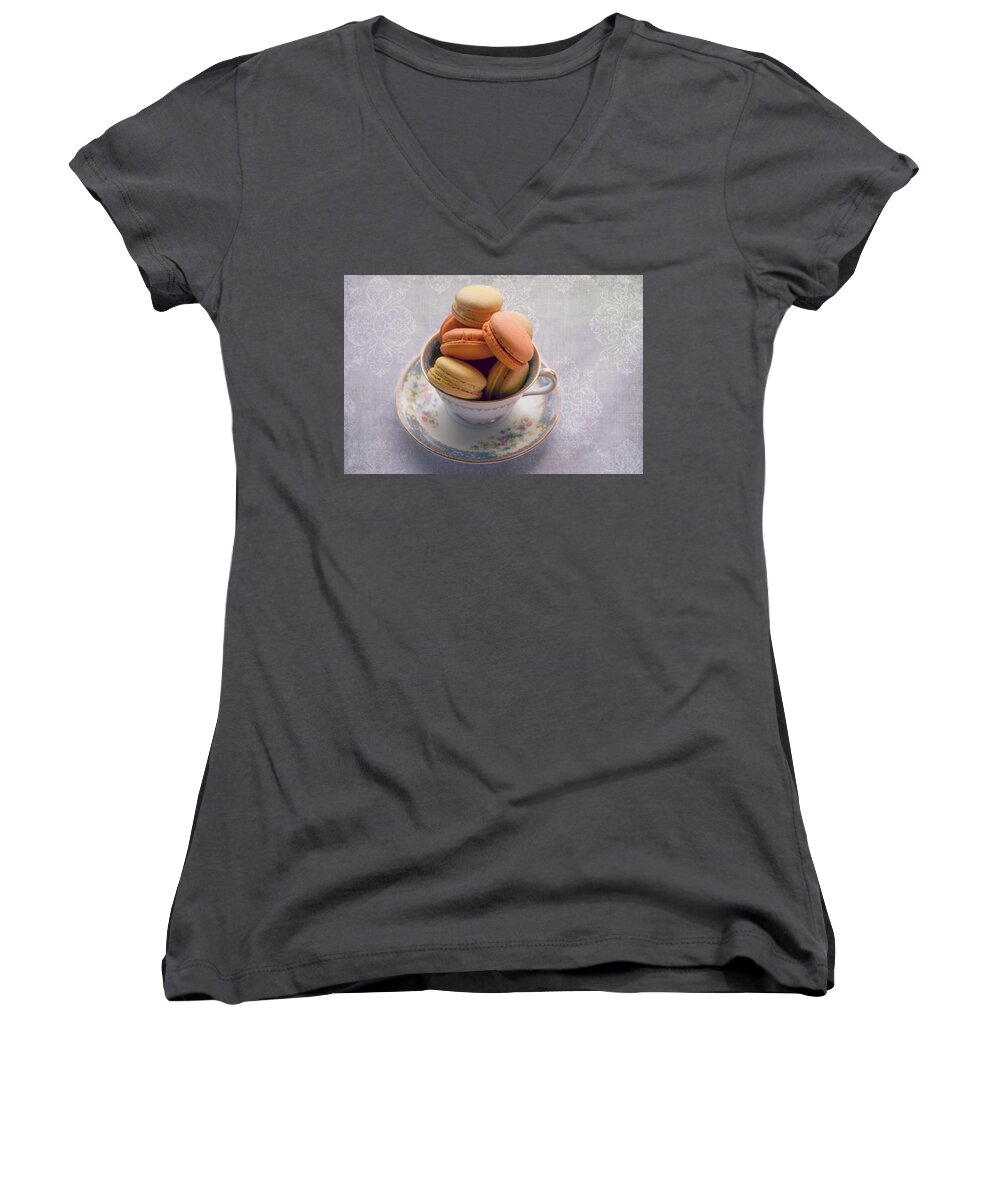 Macaroons Women's V-Neck featuring the photograph Dainty by Robin Dickinson