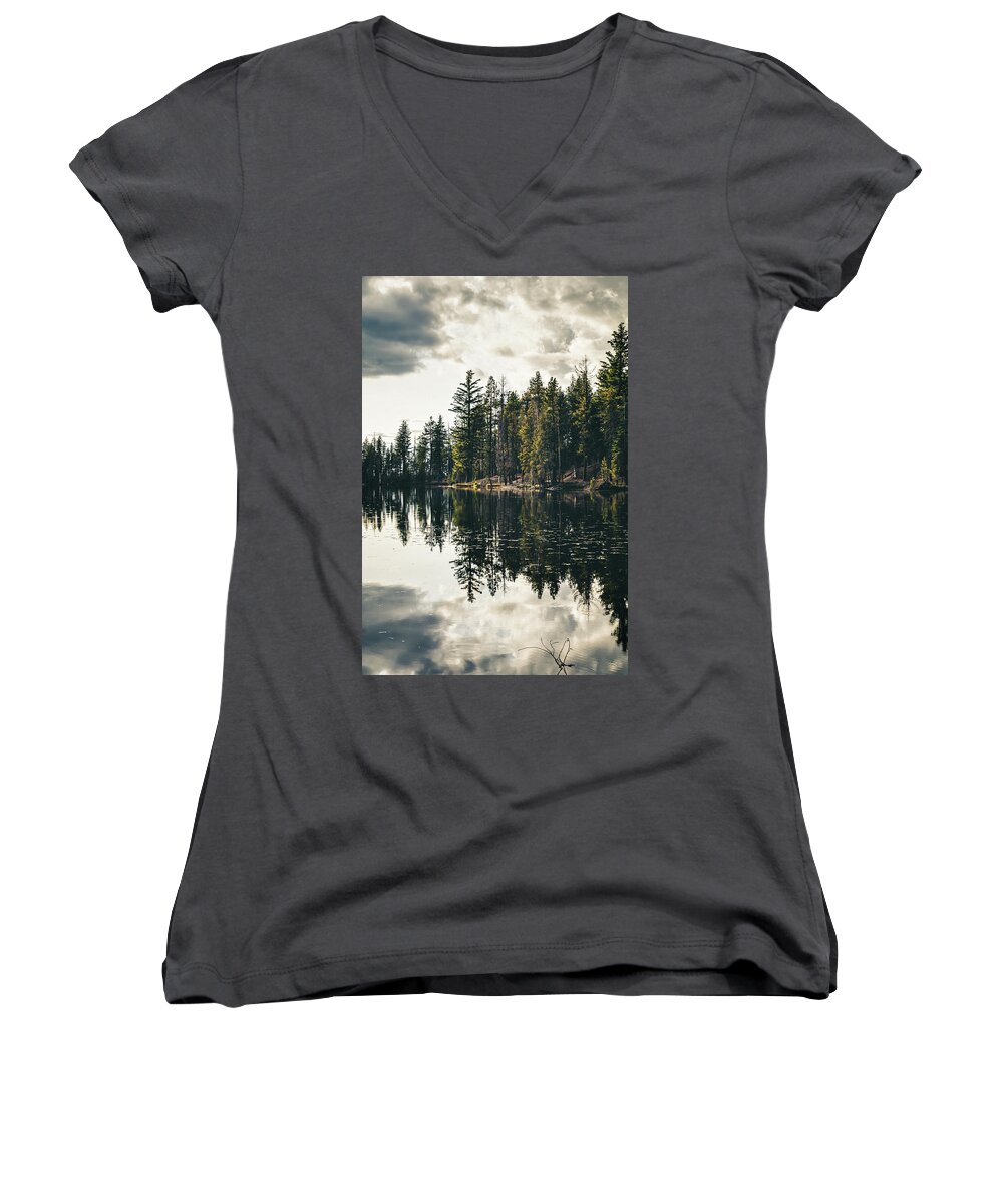 Reflection Women's V-Neck featuring the photograph Divided by Laura Roberts