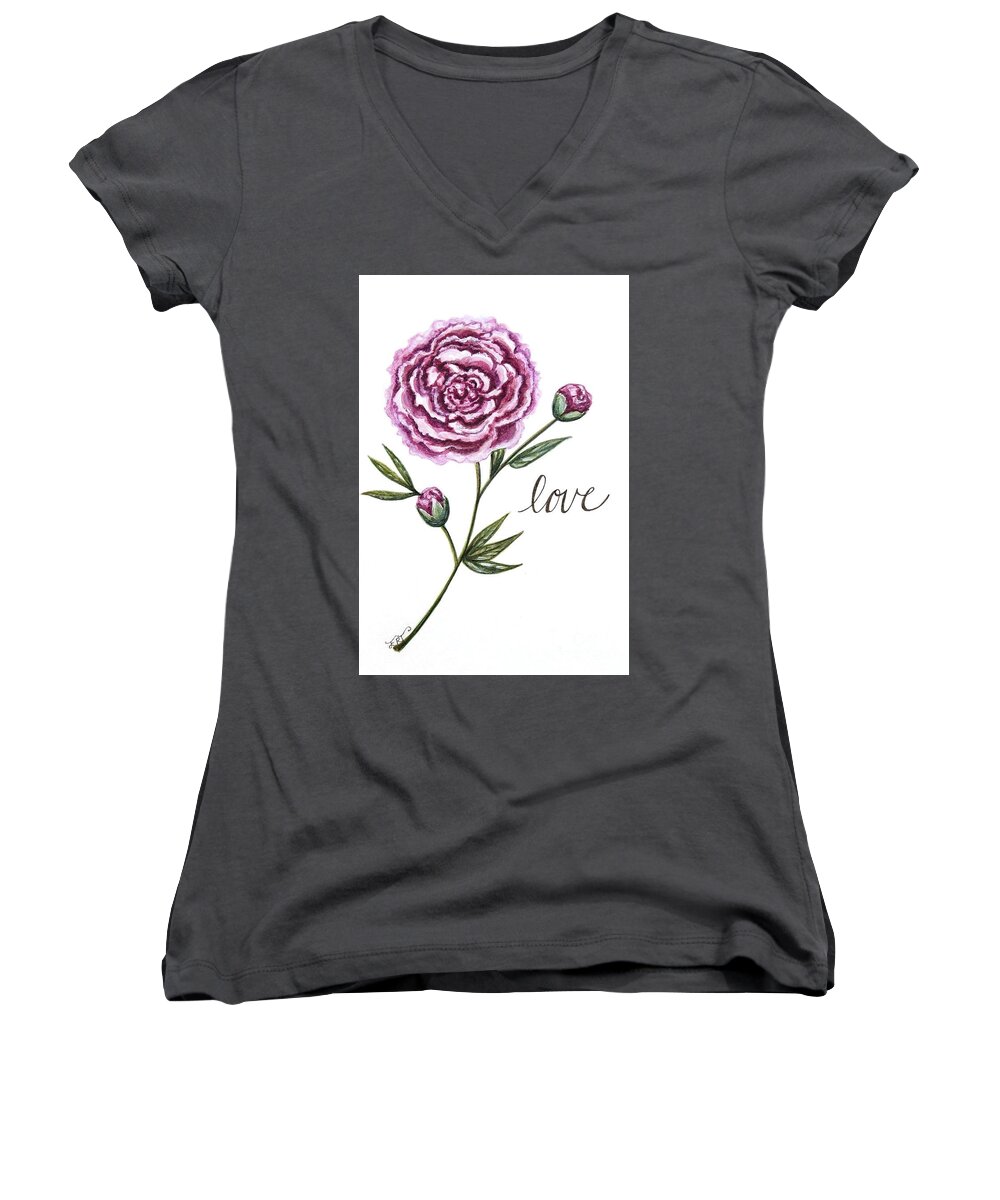 Love Women's V-Neck featuring the painting Elegant Love by Elizabeth Robinette Tyndall