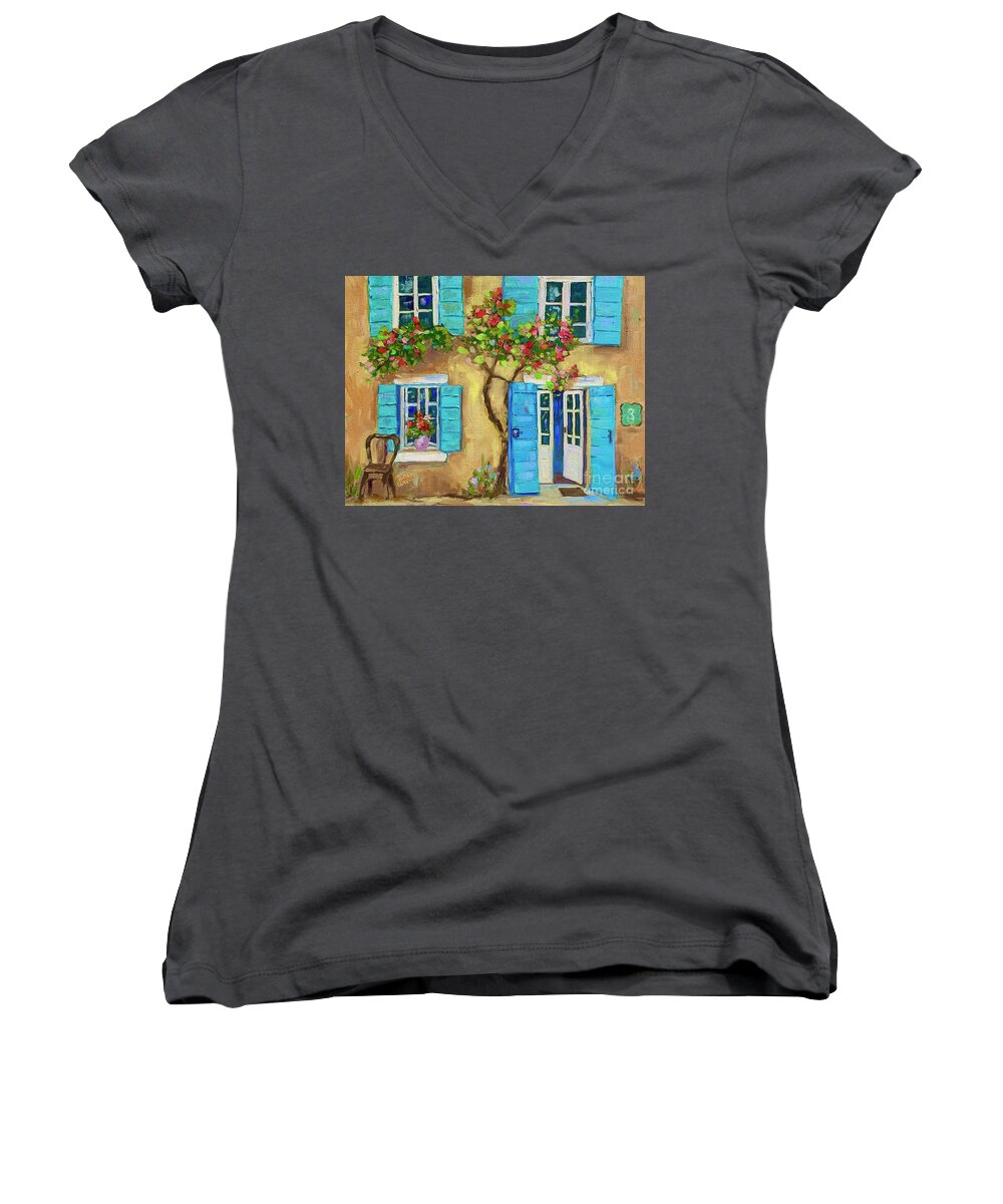 French Door Women's V-Neck featuring the painting Entrez Vous by Patsy Walton