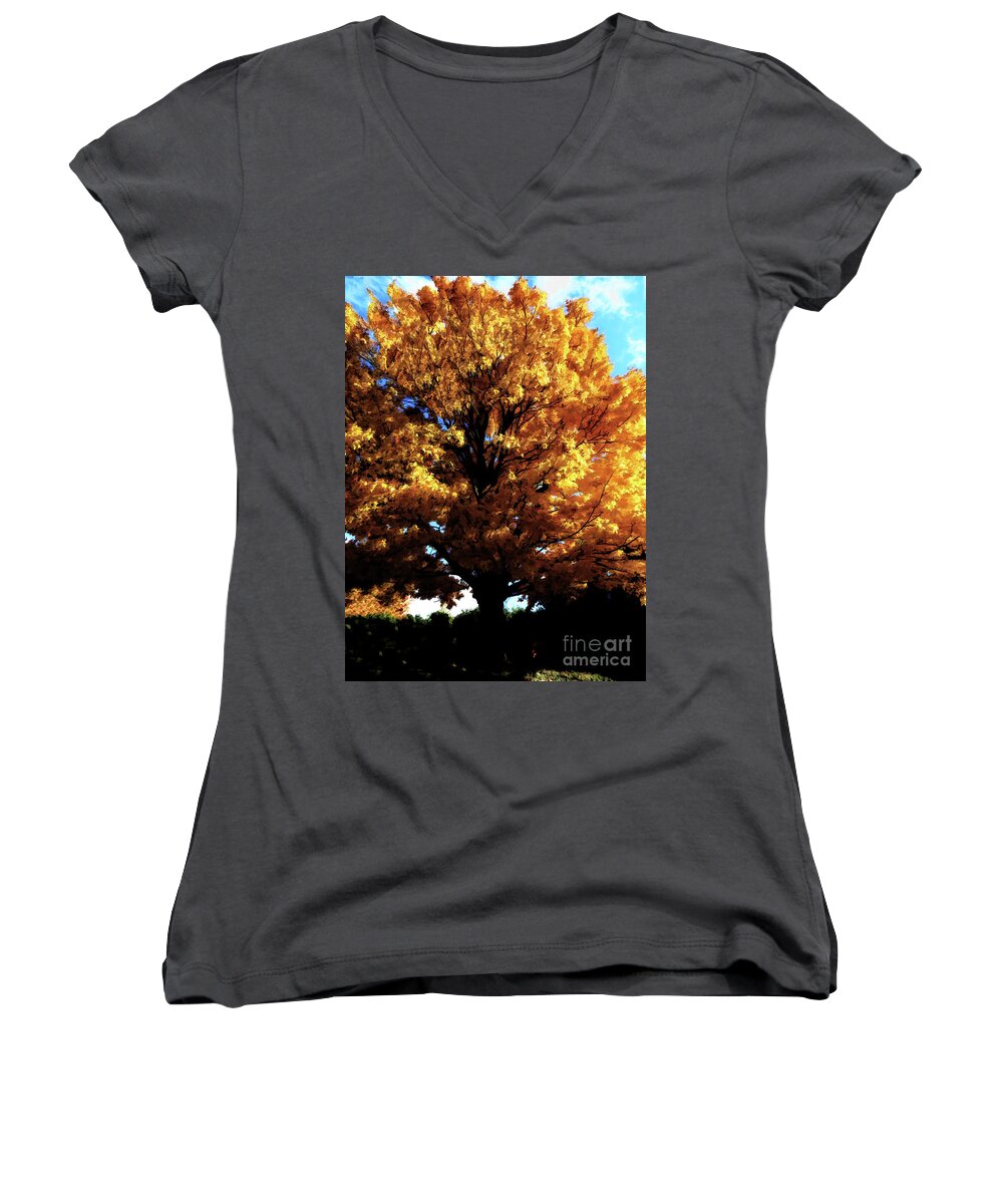 Fall Colors Women's V-Neck featuring the photograph Essence Of Autumn by AnnMarie Parson-McNamara