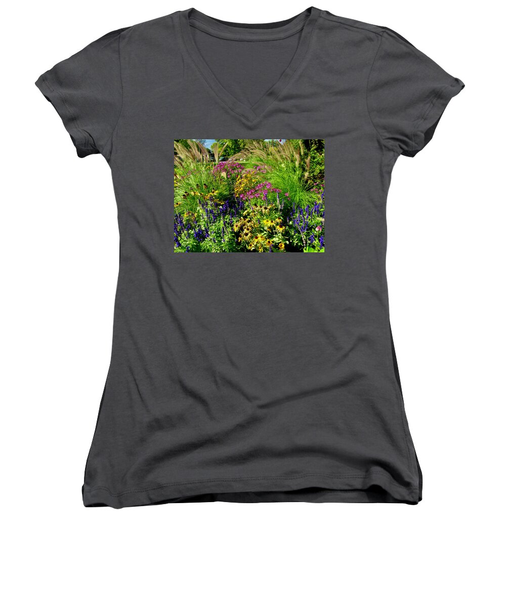 Daisies Women's V-Neck featuring the photograph Fall Flowers by Stephanie Moore