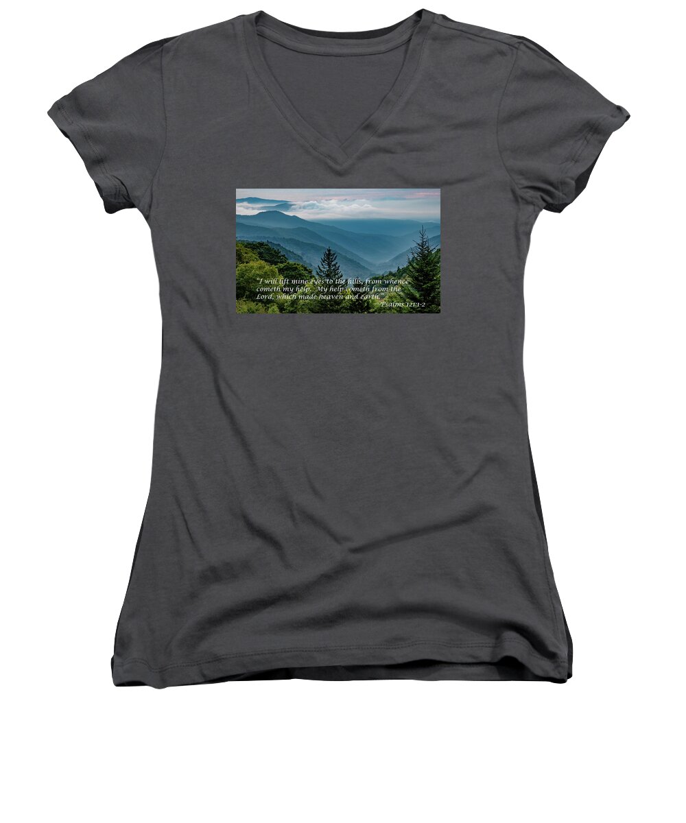 Scripture Women's V-Neck featuring the photograph Finding Help by Marcy Wielfaert
