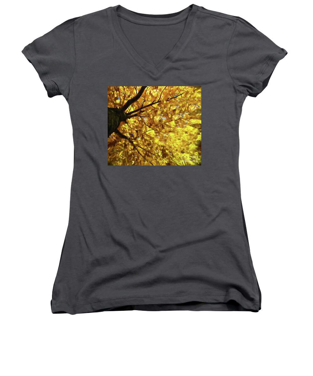 Yellow Women's V-Neck featuring the photograph Glowing by AnnMarie Parson-McNamara