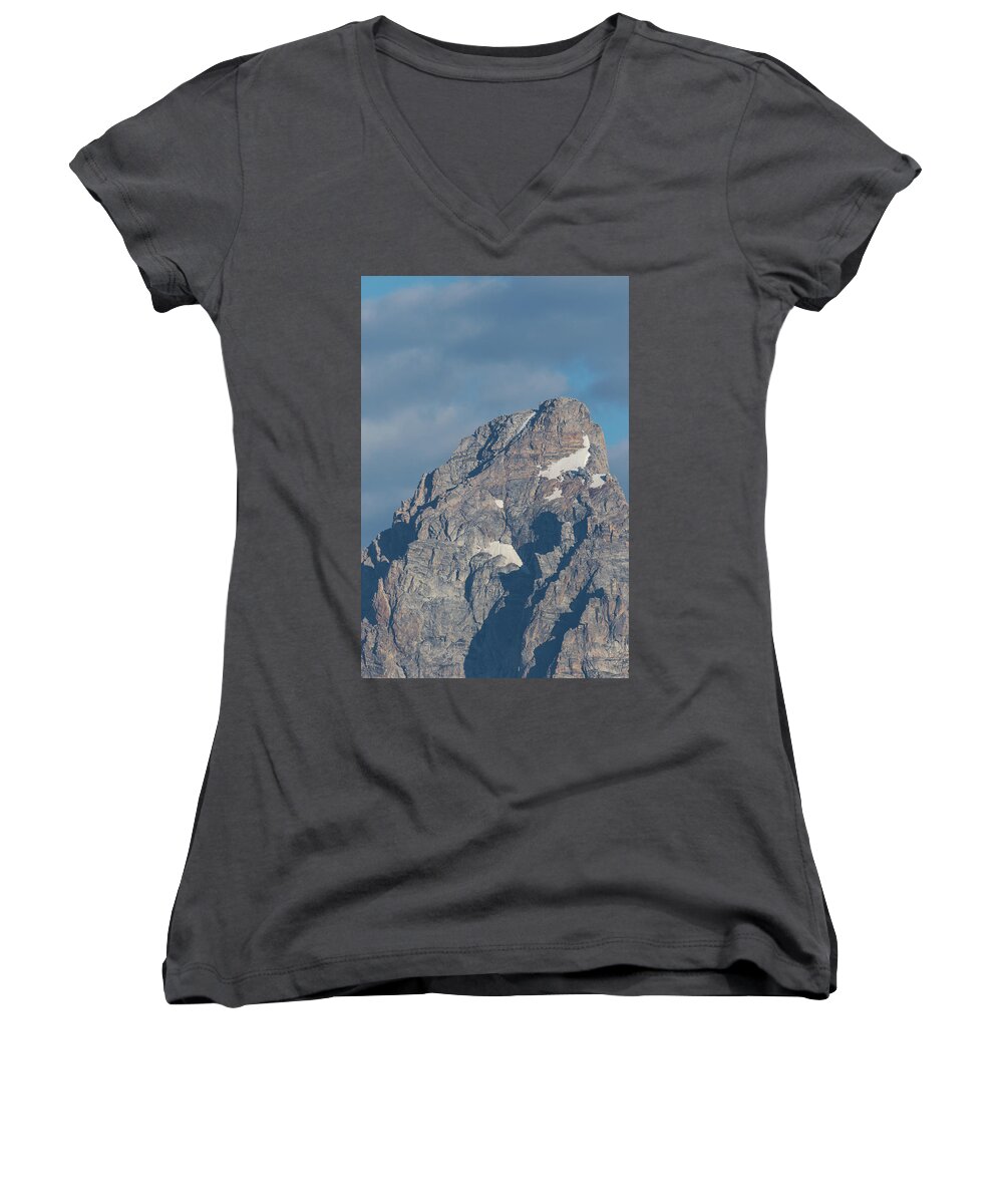 Wyoming Women's V-Neck featuring the photograph Grand Teton Summit by Alan Vance Ley