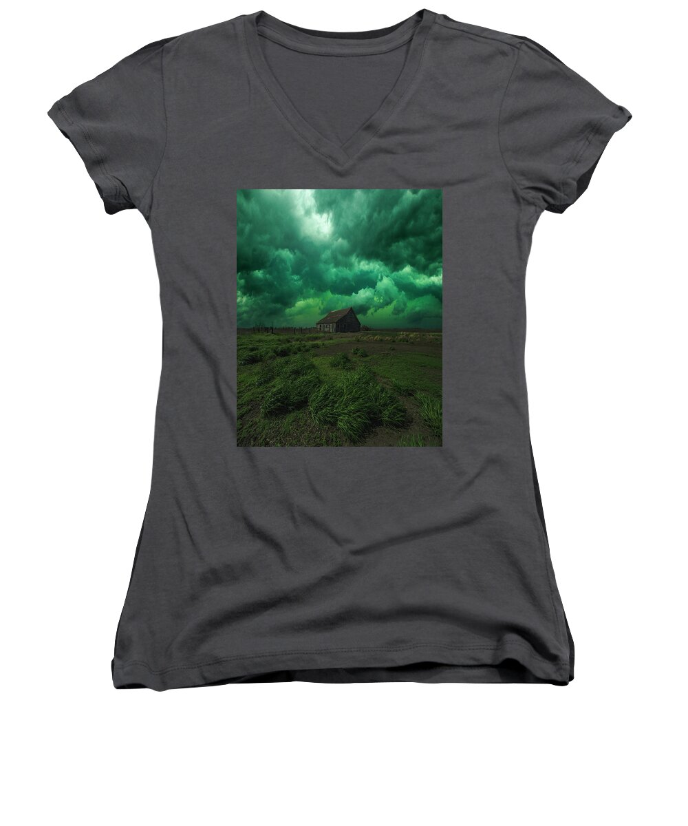 Severe Weather Women's V-Neck featuring the photograph Grassroots by Aaron J Groen