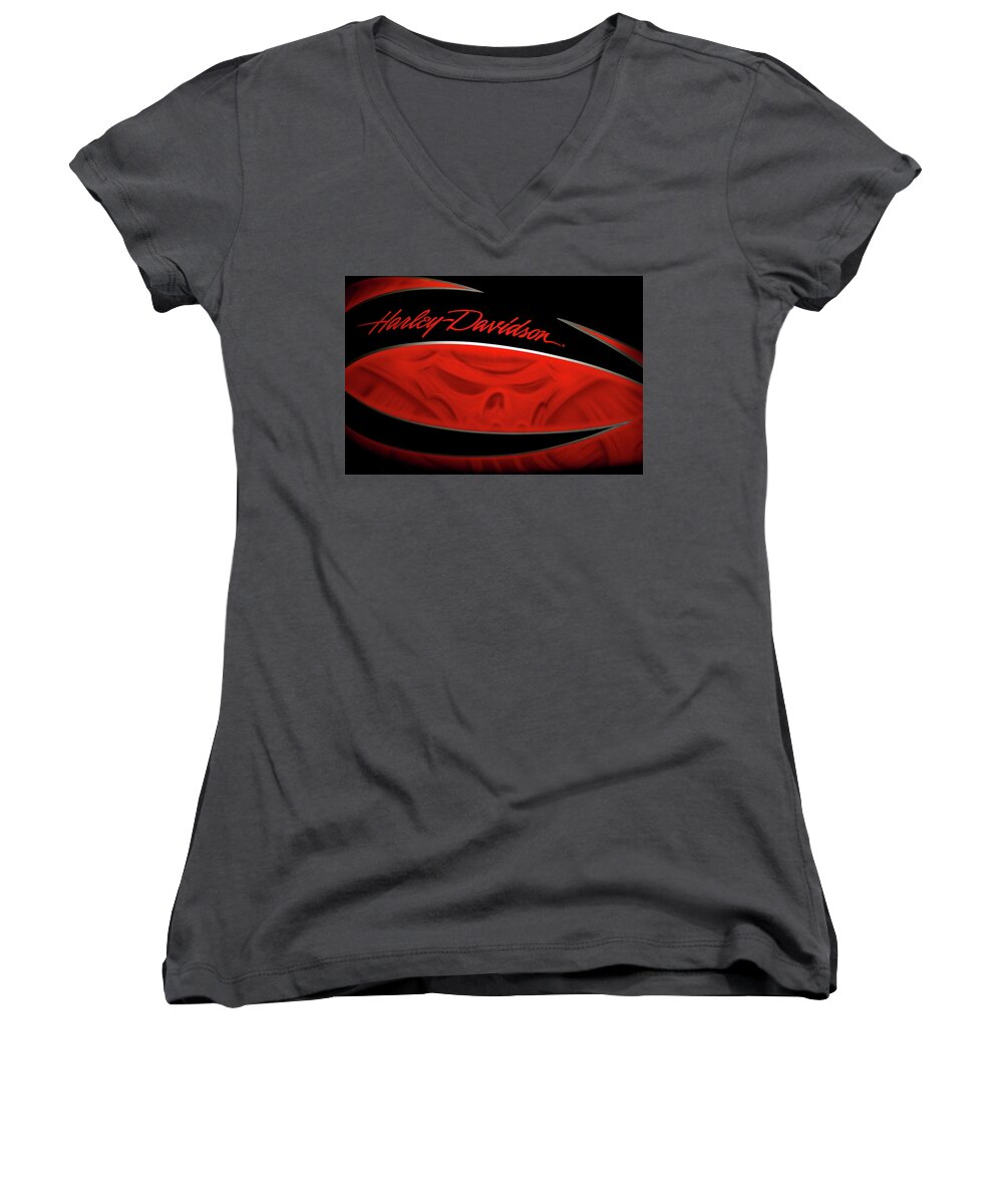 Boo Women's V-Neck featuring the photograph Harley Boo by Patti Deters