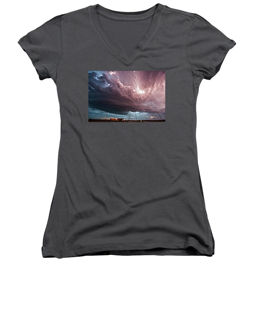 Weather Women's V-Neck featuring the photograph Hasty, Colorado by Colt Forney