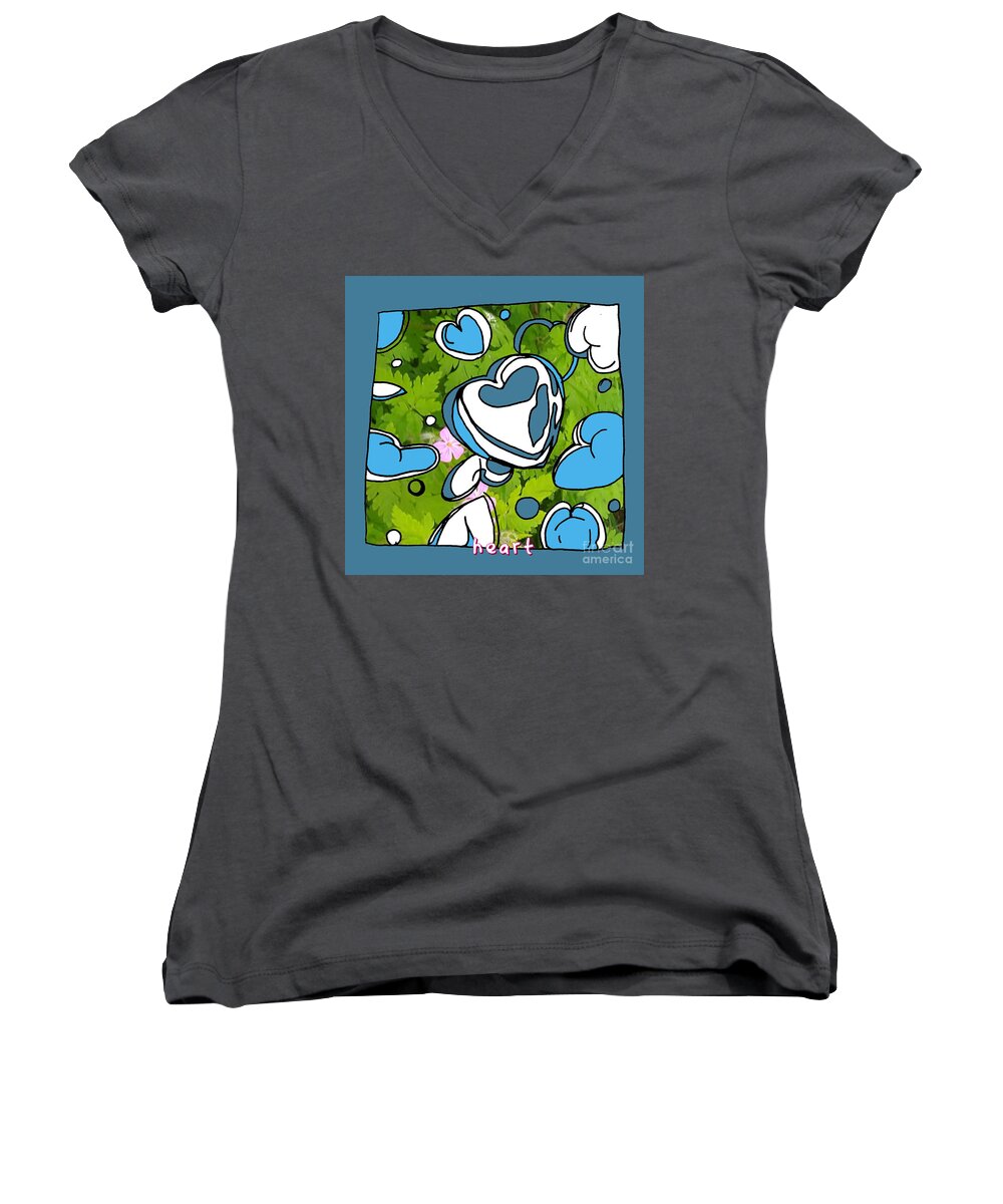 Drawing And Photography Women's V-Neck featuring the drawing Heart by Carol Rashawnna Williams