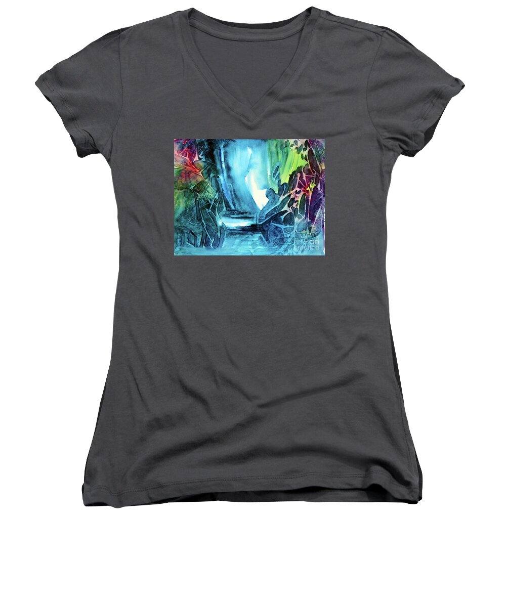 Water Women's V-Neck featuring the painting Hidden in the Stream by Allison Ashton