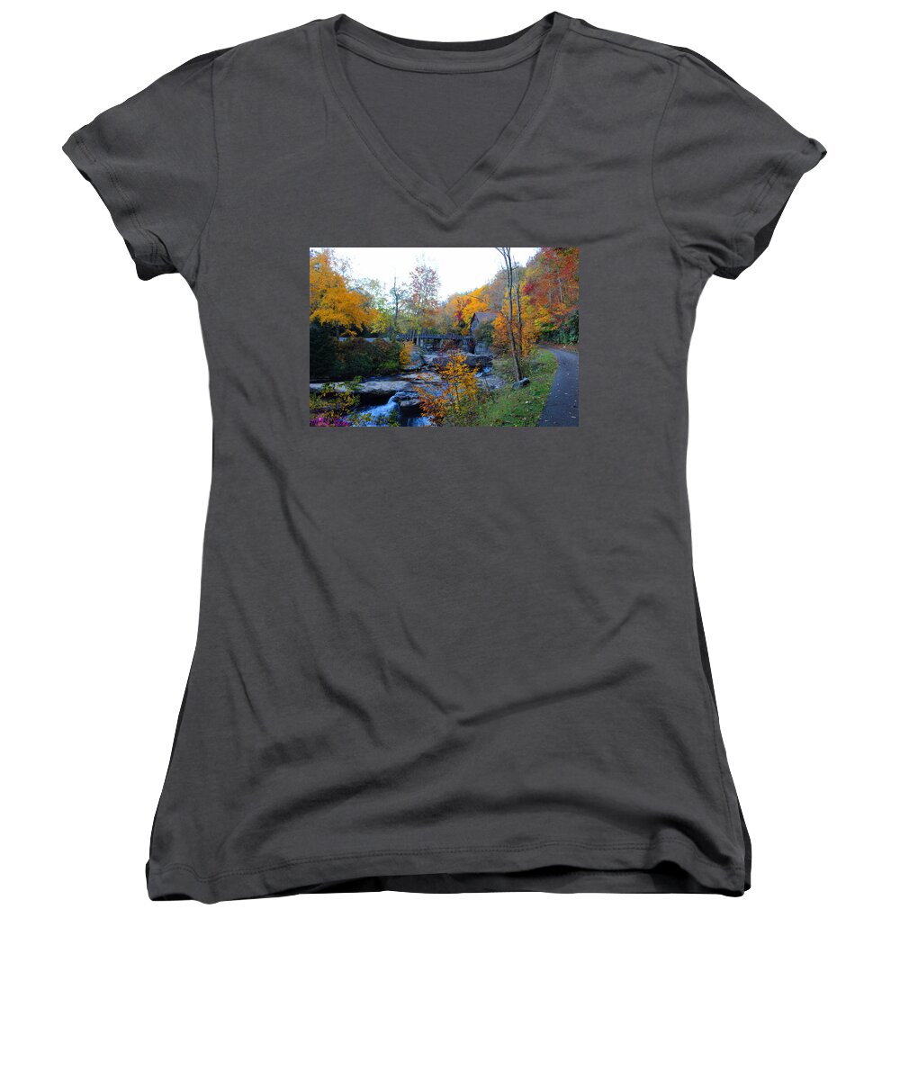 West Virginia Women's V-Neck featuring the photograph Historic Glade Creek Grist Mill by Michael Rucker