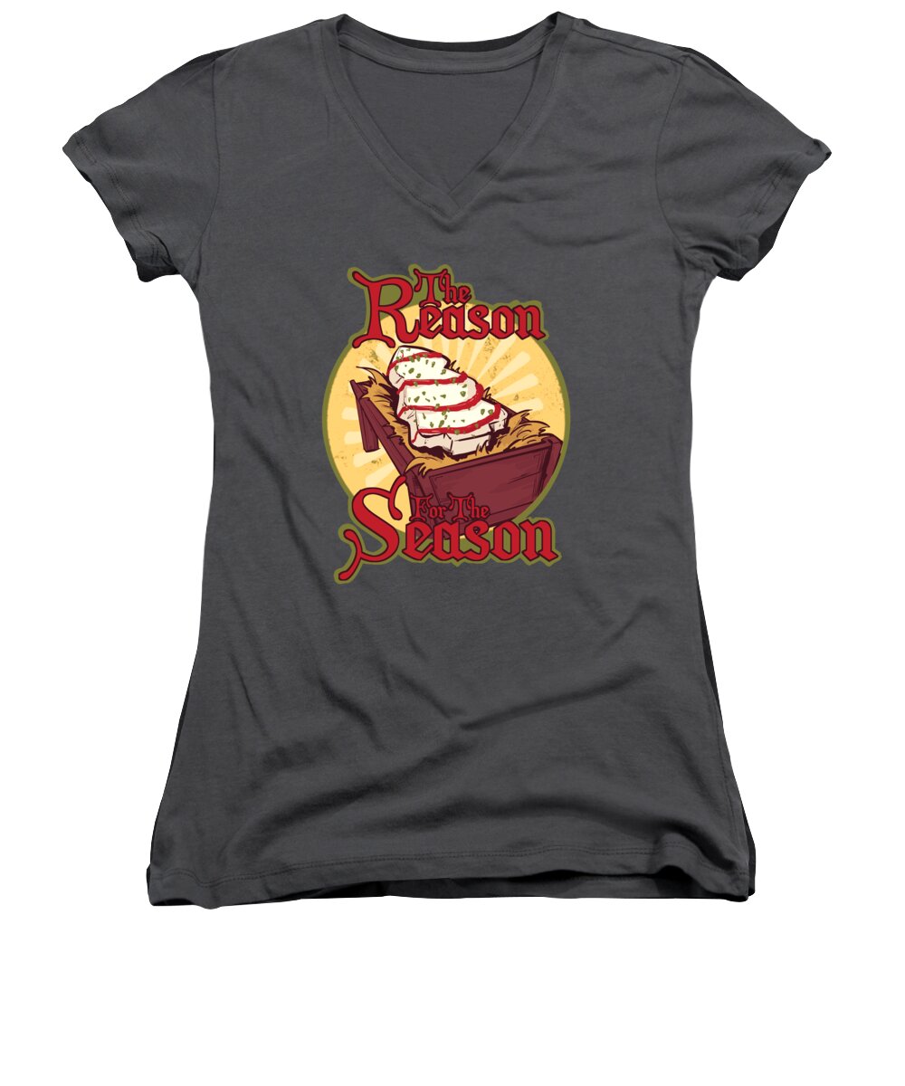 Cake Women's V-Neck featuring the drawing Holy Cake by Ludwig Van Bacon