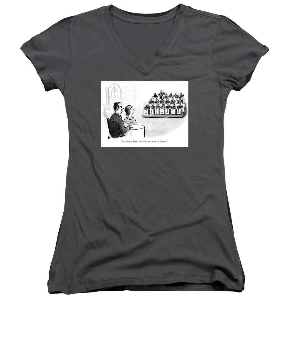 i Love The Big Bands Women's V-Neck featuring the drawing I Love The Big Bands by Warren Miller