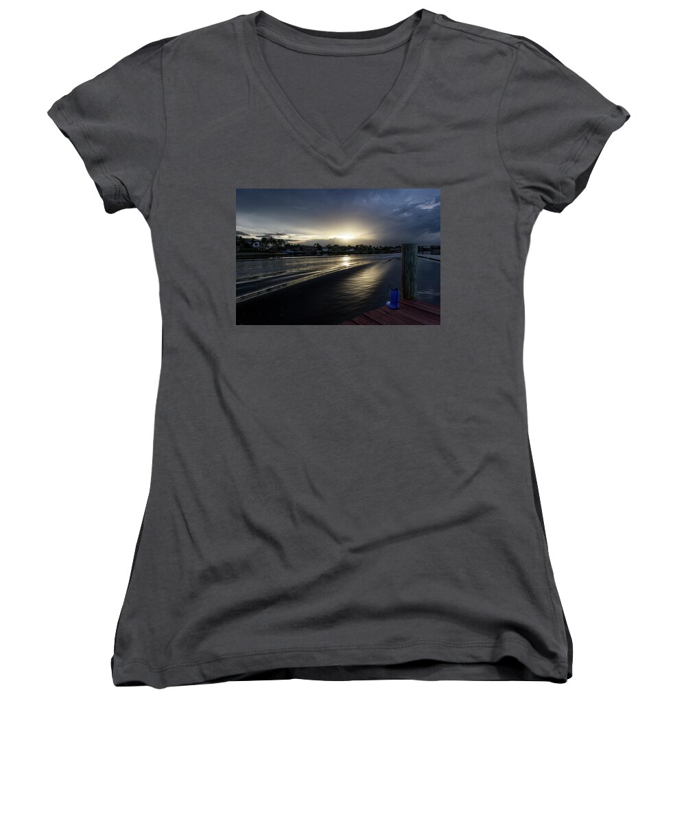 Waves Women's V-Neck featuring the photograph In The Wake Zone by Laura Fasulo