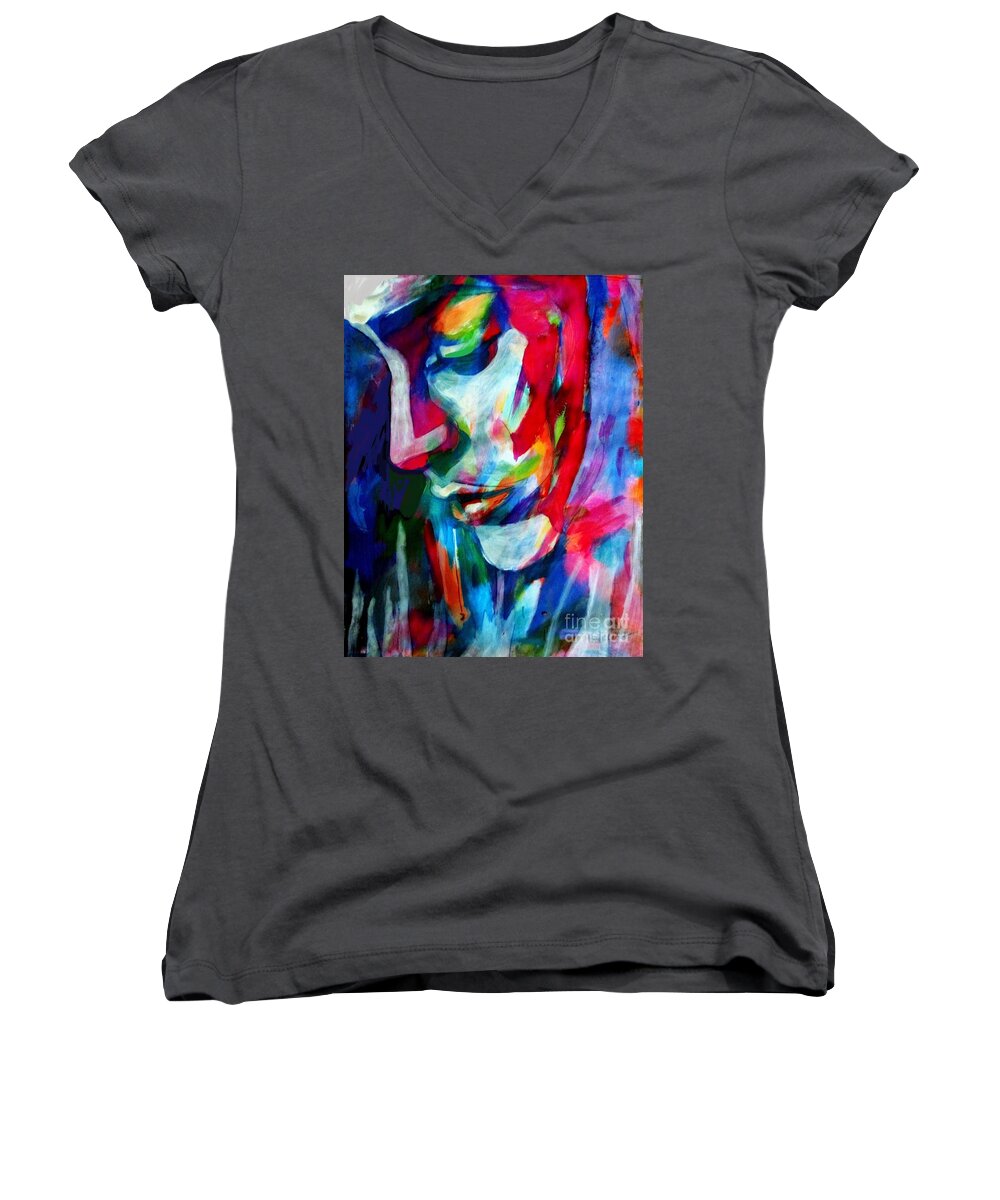 Affordable Paintings For Sale Women's V-Neck featuring the painting Isolation by Helena Wierzbicki