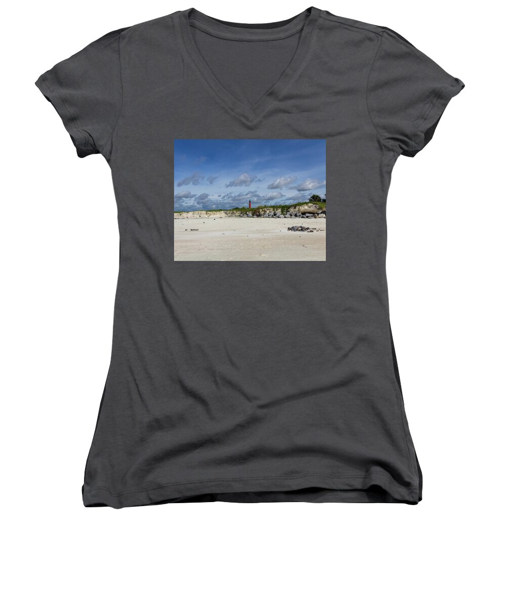 Lighthouse Women's V-Neck featuring the photograph Lighthouse in the Distance by David Beechum