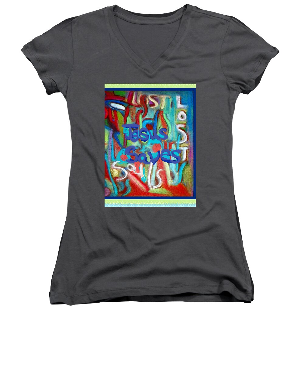  Women's V-Neck featuring the pastel Lost Souls Griffiti by Shirley Moravec