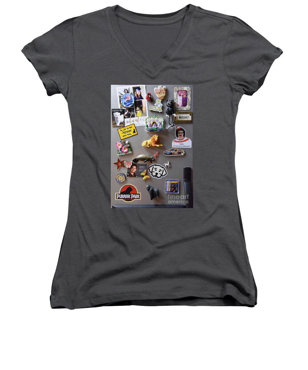 Magnet Women's V-Neck featuring the photograph Memory Magnets by Leo Sopicki