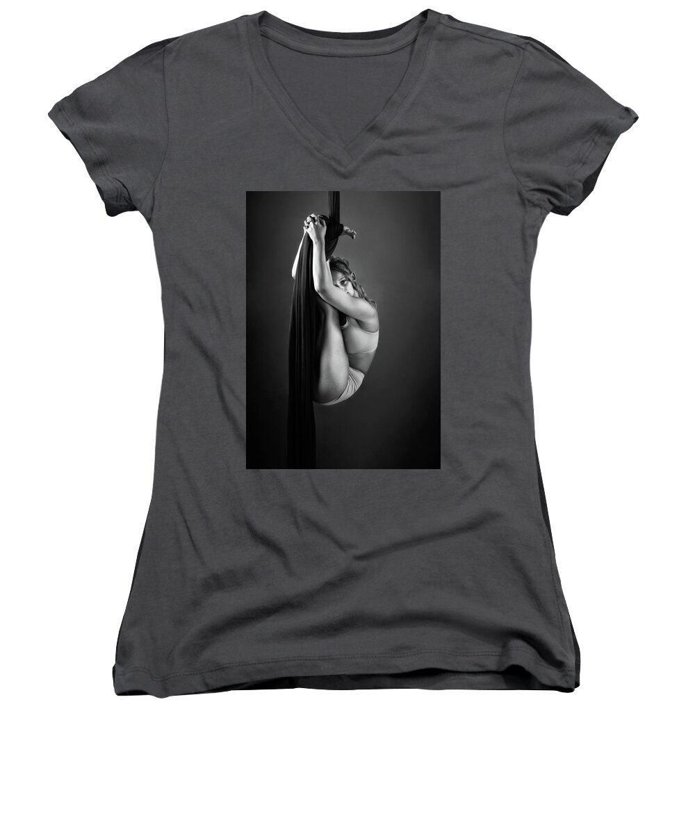 Gymnast Women's V-Neck featuring the photograph Nap Like a Bat by Monte Arnold