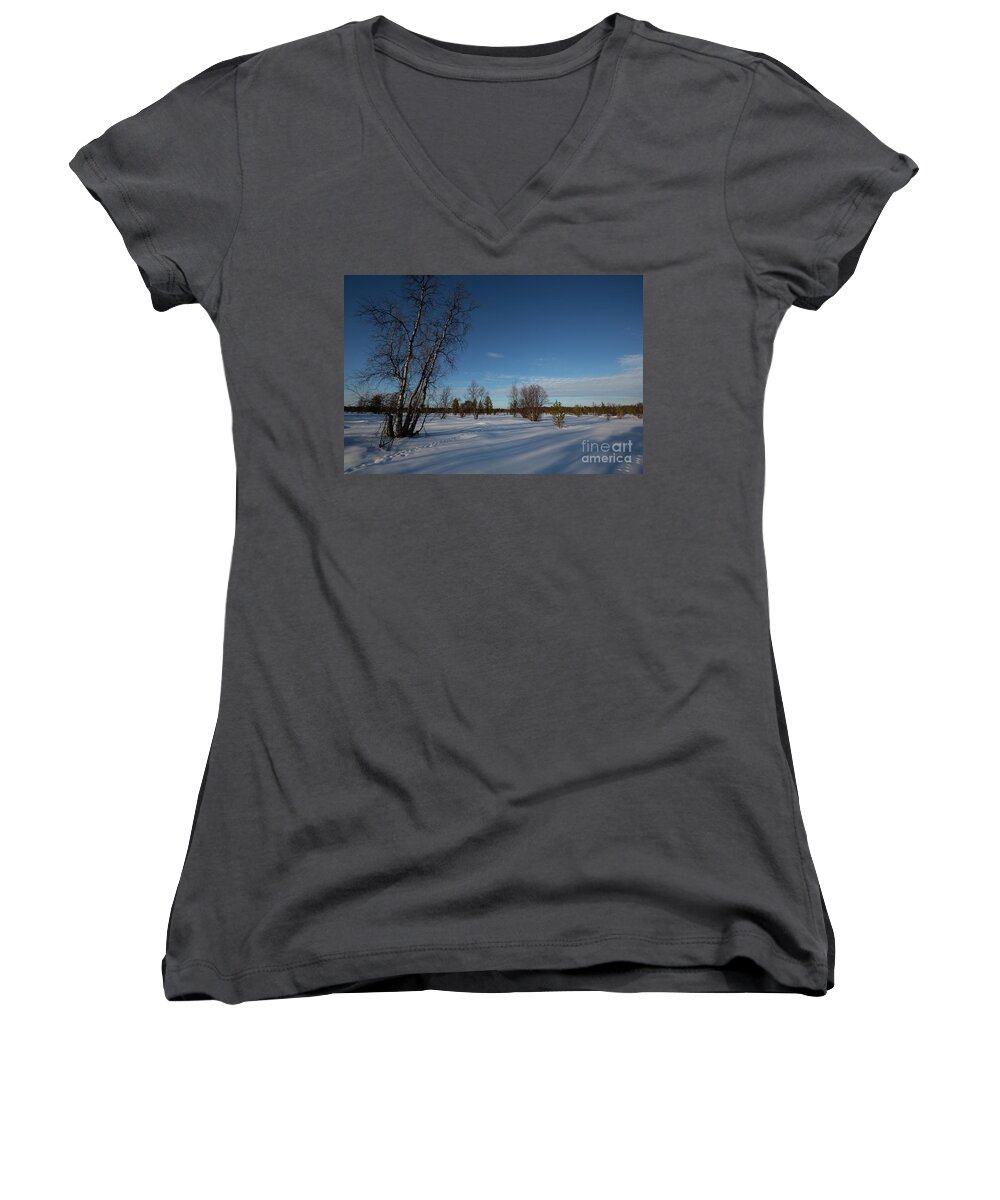 Morning Women's V-Neck featuring the photograph Nordic Morning by Eva Lechner