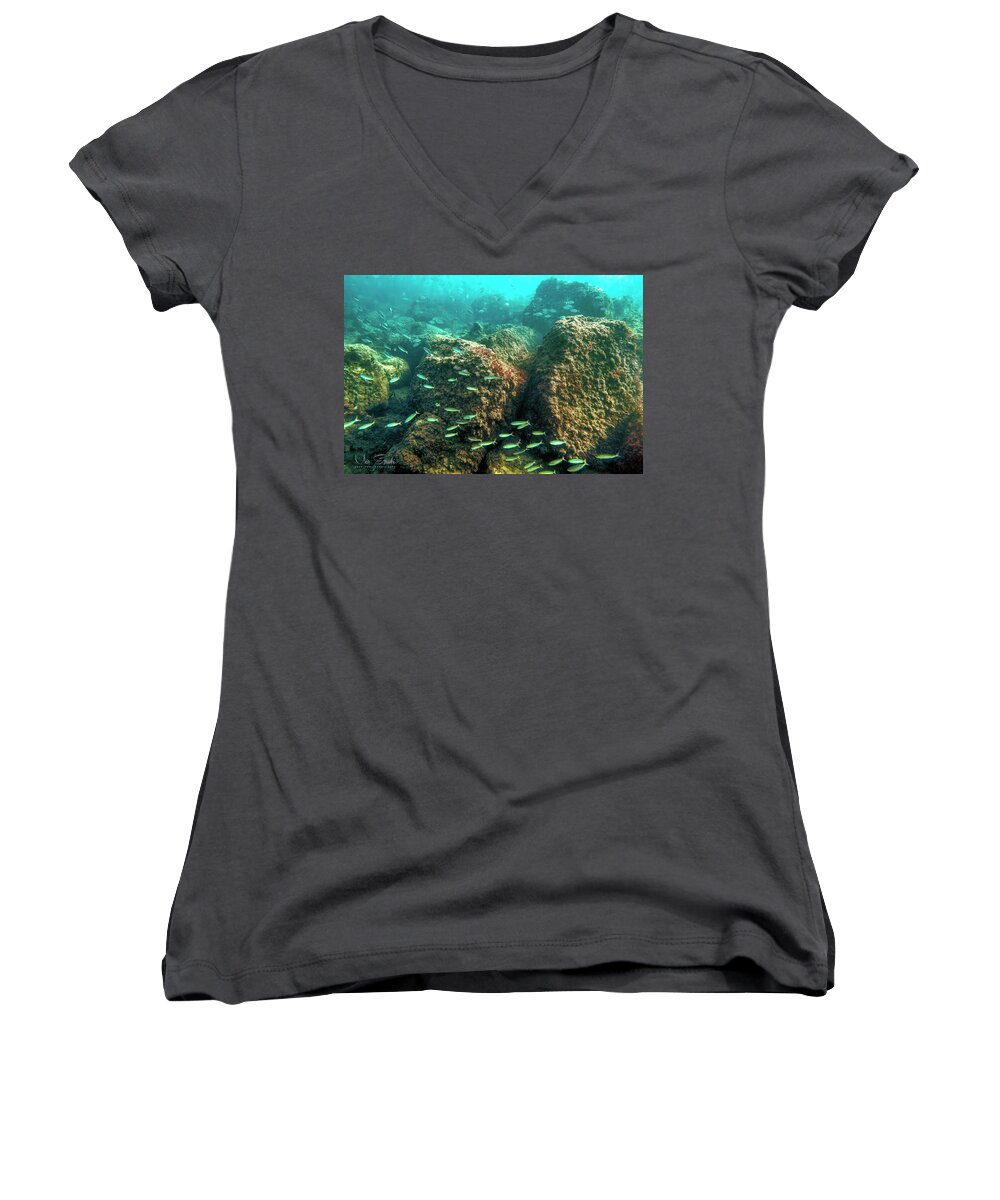 Underwater Women's V-Neck featuring the photograph Nowhere by Meir Ezrachi