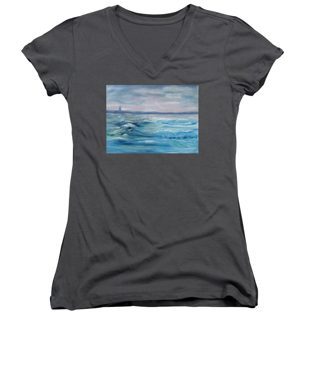 Ocean Women's V-Neck featuring the painting Ocean of Color by Diane Pape