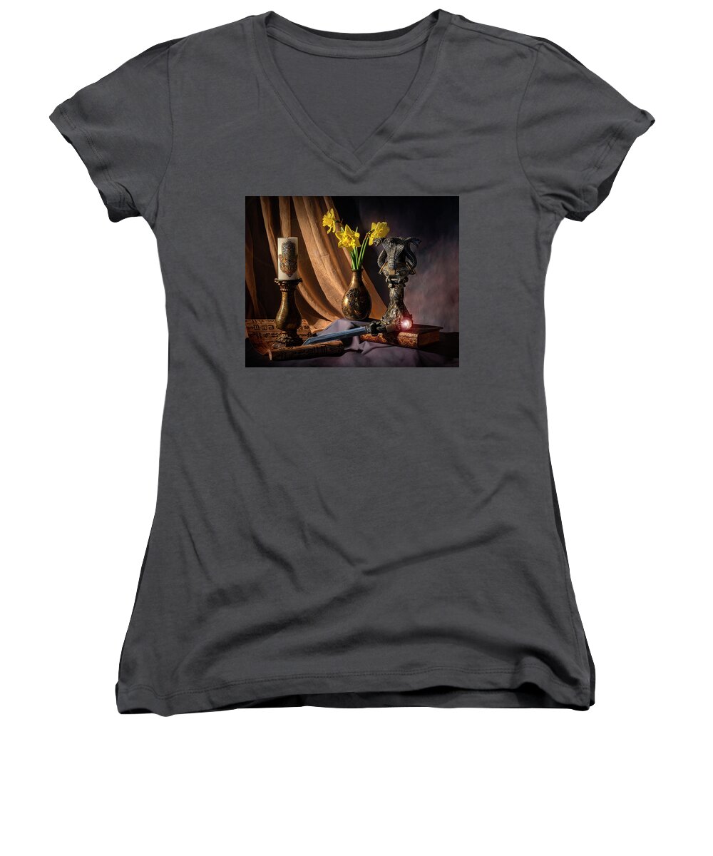 Still Life Women's V-Neck featuring the photograph Once Upon a Time in Eqypt by Lily Malor
