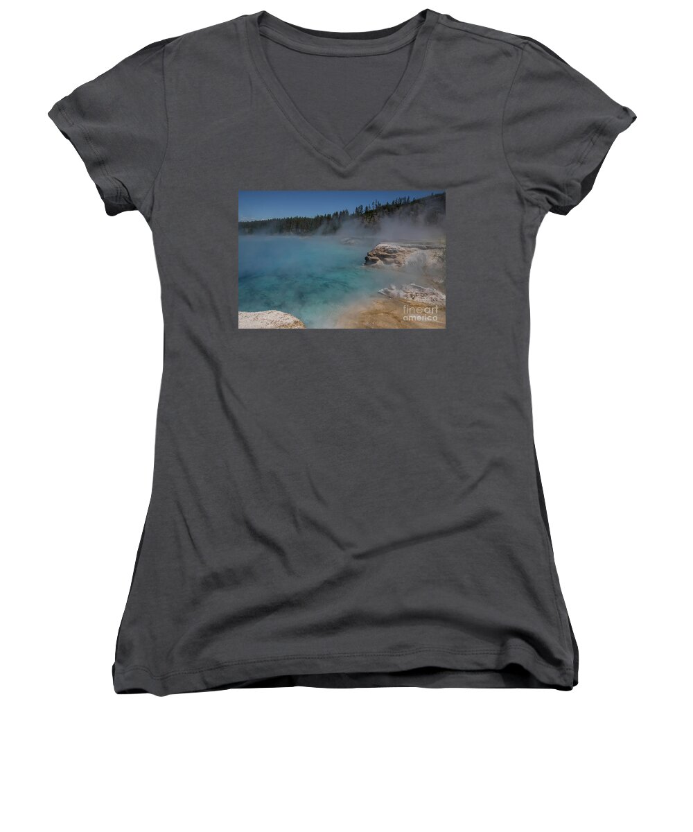 Excelsior Geyser Women's V-Neck featuring the photograph Otherworldly by Suzanne Luft