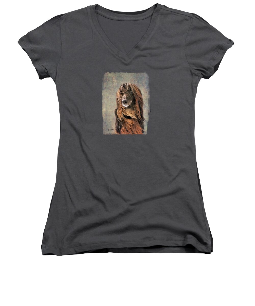 Dog Women's V-Neck featuring the photograph Portrait of an Afghan Hound by Diane Chandler