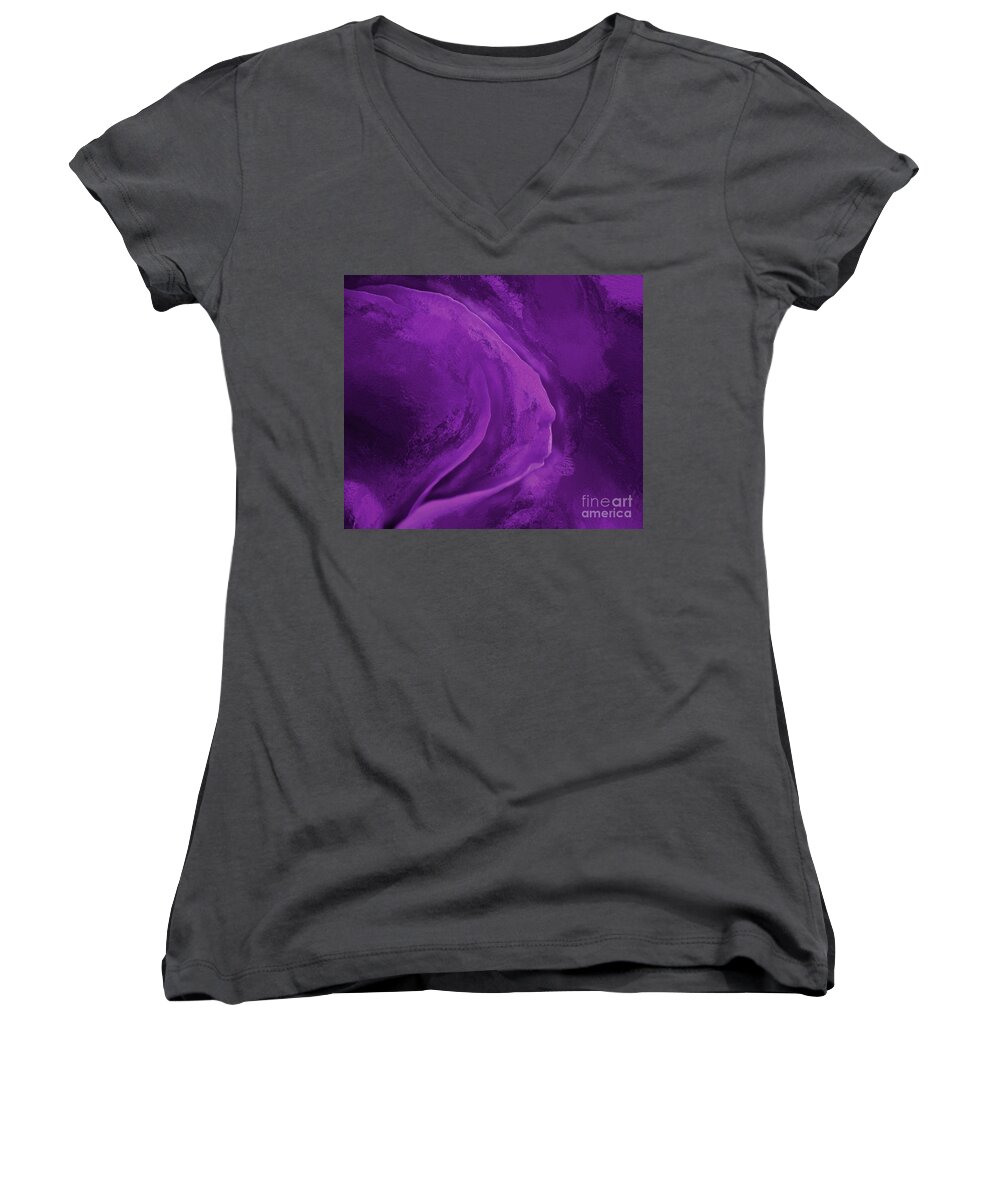Flower Women's V-Neck featuring the photograph Purple Rose Petal by George Robinson