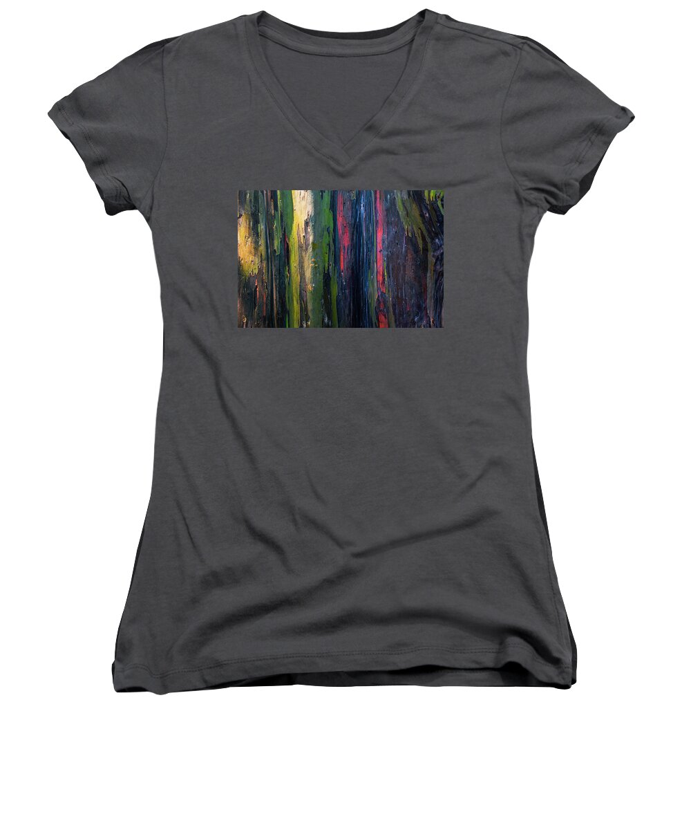 Rainbow Women's V-Neck featuring the photograph Rainbow Forest by Ryan Manuel