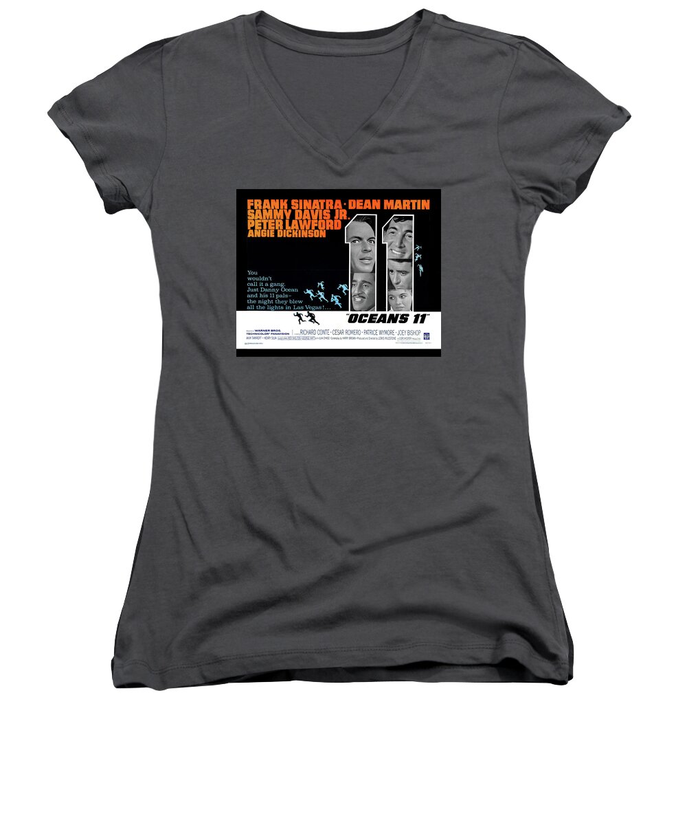 Sinatra Women's V-Neck featuring the photograph Rare Unpublished Lobby Card For Ocean's 11 by Doc Braham