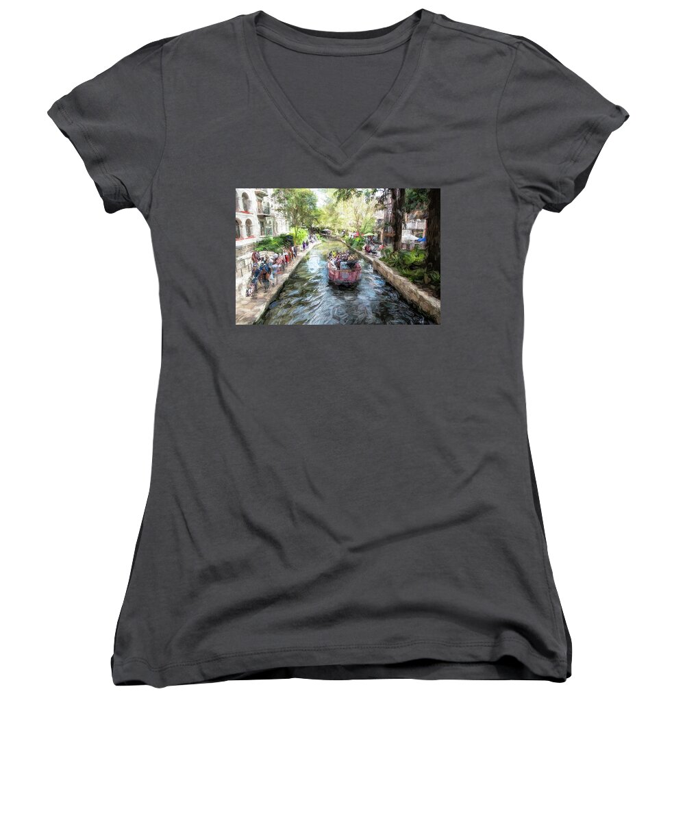 San Antonio Women's V-Neck featuring the photograph River Walk by Pete Rems