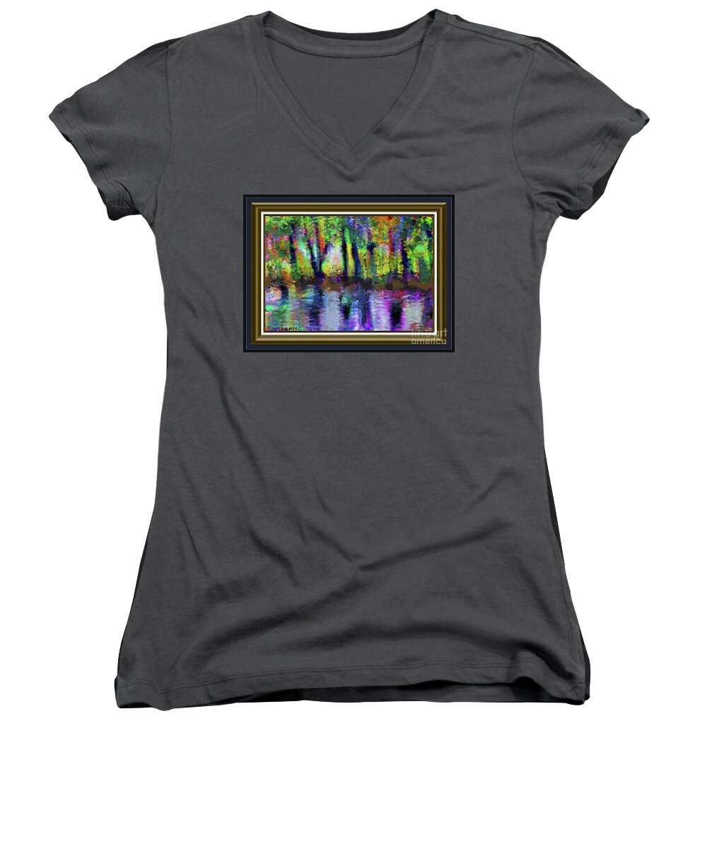  Women's V-Neck featuring the photograph Riverside Painting by Shirley Moravec