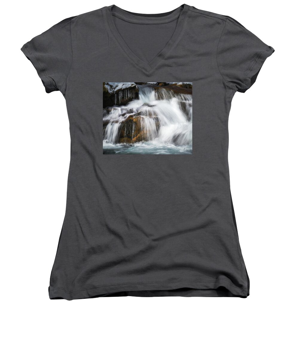 Water Falls Women's V-Neck featuring the photograph Rock Splash by Michael Hubley