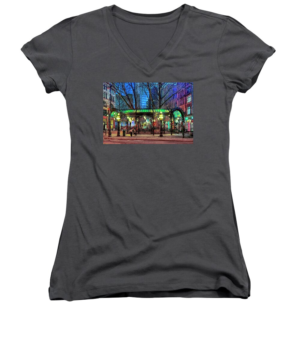 Fine Art Women's V-Neck featuring the photograph Seattle Iron Pergola by Greg Sigrist
