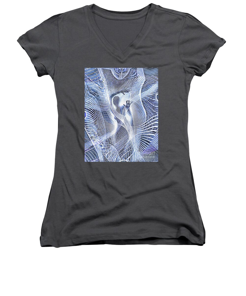 Covid19 Women's V-Neck featuring the digital art Isolation by Jennie Breeze