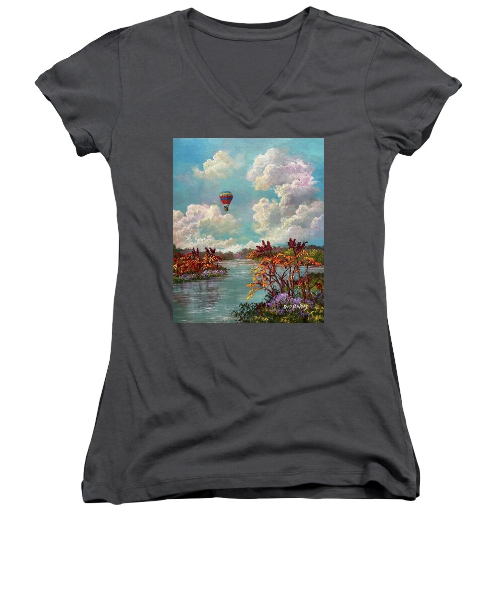 Sharing Women's V-Neck featuring the painting Sharing The Vision by Rand Burns