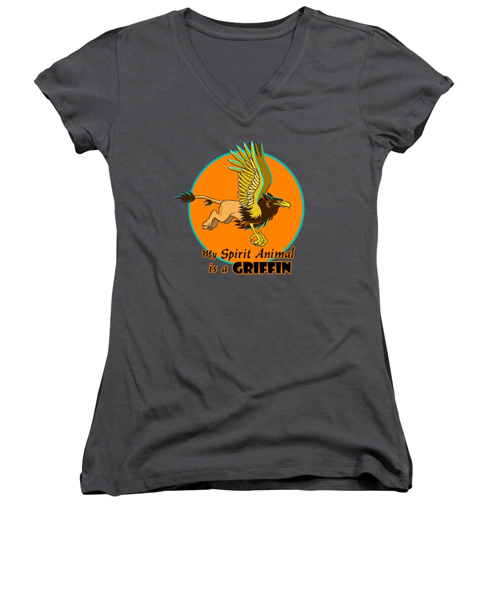 Griffin Women's V-Neck featuring the mixed media Spirit Animal Griffin by J L Meadows