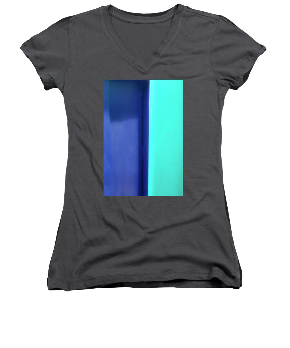 Aquamarine Blue Women's V-Neck featuring the photograph Study in Blue #1 by Jim Moore