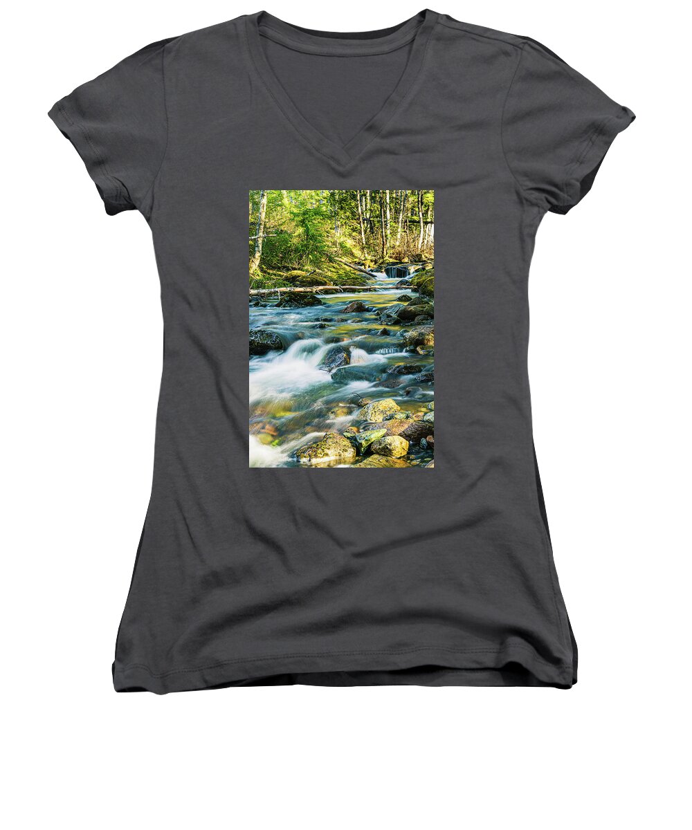 Landscapes Women's V-Neck featuring the photograph Summer Stream by Claude Dalley