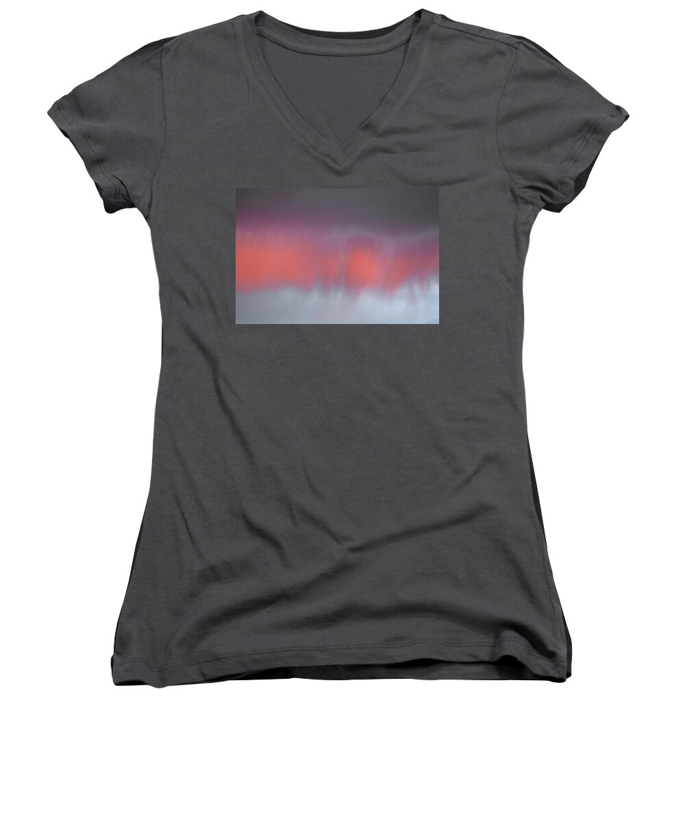 Abstract Women's V-Neck featuring the photograph Sunset Virga by Michele Myers