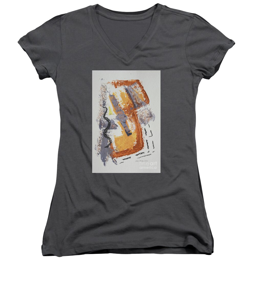 Abstract Women's V-Neck featuring the painting The Lightness of Being by Mini Arora